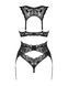 Комплект білизни Obsessive Donna Dream 3-pcs set XL/2XL Black, бюстгальтер, стрінги, пояс для панчіх