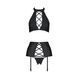 Комплект із екошкіри Passion NANCY SET 6XL/7XL black, імітація шнурівки, топ, пояс для панчіх