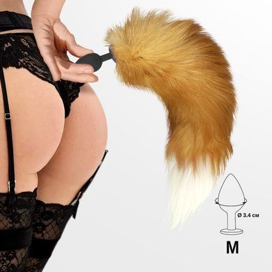 Силиконовая анальная пробка с хвостом из натурального меха Art of Sex size M Red Fox fox