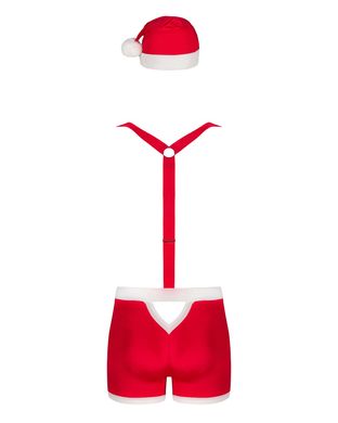 Мужской эротический костюм Санта-Клауса Obsessive Mr Claus L/XL, боксеры на подтяжках, шапочка с пом