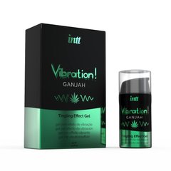 Жидкий вибратор Intt Vibration Ganjah (15 мл), густой гель, необычный вкус, действует до 30 минут