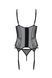 Корсет Passion LEAFA CORSET black L/XL, м'які чашки, затискачі для панчіх, стрінги в комплекті
