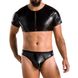 Комплект мужского белья под латекс Passion 057 Set Peter XXL/XXXL Black, кроп-топ, стринги