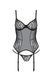 Корсет Passion LEAFA CORSET black S/M, м'які чашки, затискачі для панчіх, стрінги в комплекті
