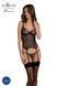 Корсет Passion LEAFA CORSET black S/M, м'які чашки, затискачі для панчіх, стрінги в комплекті