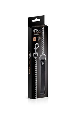 Повідець із натуральної шкіри Fetish Tentation Premium Metal leash with cowhide leather wrist 115 см