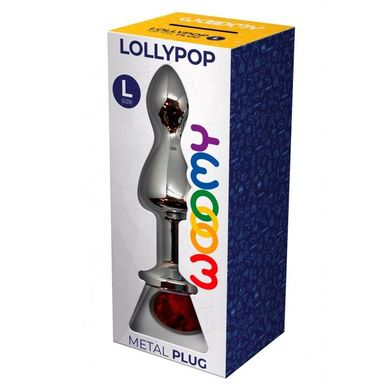 Металлическая анальная пробка Wooomy Lollypop Double Ball Metal Plug Red L диаметр 3,5, длина 10,5 с