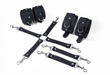 Набір для БДСМ Feral Feelings BDSM Kit 3 Black, наручники, поножі, хрестовина