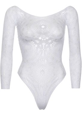 Еротичне боді-бодістокінг Leg Avenue Snap crotch thong back teddy White S/M