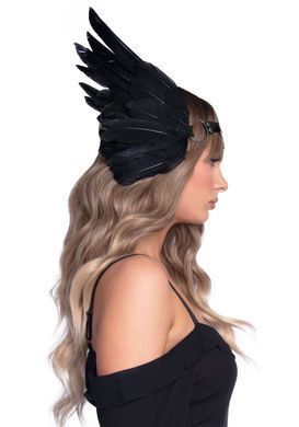 Пов&rsquo;язка на голову з крилами Leg Avenue Feather headband Black, пір&rsquo;я та натуральна шкіра