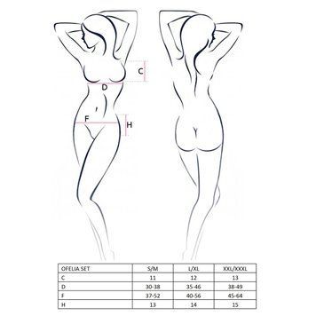 Комплект білизни Passion OFELIA SET OpenBra XXL/XXXL, white, стрінги, відкритий ліф, широкий пояс