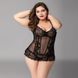 Мереживний корсет JSY &laquo;Сексуальна Белла&raquo; Plus Size Black, дрібна сітка, гіпюр, чашки з кісточками
