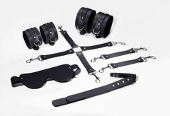Набор для БДСМ 5 в 1 Feral Feelings BDSM Kit 5 Black, наручники, поножи, крестовина, маска, паддл