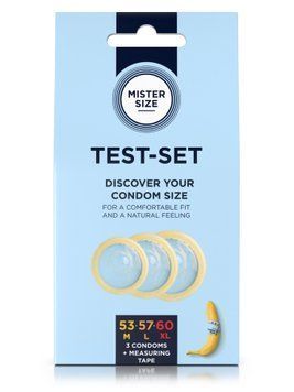 Набір презервативів Mister Size test-set 53&ndash;57&ndash;60, 3 розміри + лінійка, товщина 0,05 мм