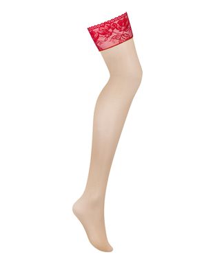Чулки под пояс с широким кружевом Obsessive Lacelove stockings XS/S