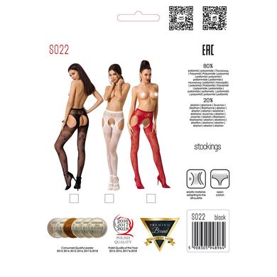 Сексуальные колготки-бодистокинги Passion S022 One Size, White, имитация чулок и пояса с гартерами