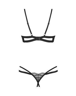 Комплект Obsessive Nutris 2-pcs crotchless set, M/L, ліф з відкритими чашками, трусики з доступом