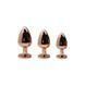 Металева анальна пробка Wooomy Tralalo Rose Gold Metal Plug Magenta L, діаметр 4 см, довжина 9 см