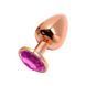 Металева анальна пробка Wooomy Tralalo Rose Gold Metal Plug Magenta L, діаметр 4 см, довжина 9 см
