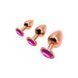 Металева анальна пробка Wooomy Tralalo Rose Gold Metal Plug Magenta L, діаметр 4 см, довжина 9 см