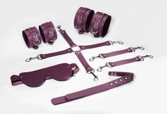 Набор Feral Feelings BDSM Kit 5 Burgundy, наручники, поножи, крестовина, маска, паддл