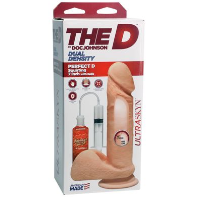 Фалоімітатор, що кінчає, Doc Johnson The D ULTRASKYN Perfect D Squirting – 7 Inch, діаметр 4,3 см