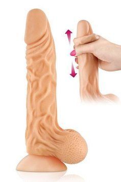 Фалоімітатор із рухомою крайньою плоттю Real Body &mdash; Real Max, діаметр 4,3 см, TPE