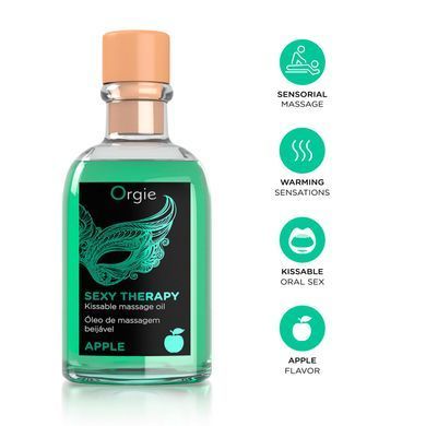 Набір для масажу Orgie &ndash; Sexy Therapy Apple (100 мл), їстівна розігрівальна олія + пір&rsquo;їнка