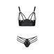Комплект з екошкіри з люверсами та ремінцями Passion MALWIA BIKINI S/M, black, бра та трусики