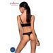 Комплект з екошкіри з люверсами та ремінцями Passion MALWIA BIKINI S/M, black, бра та трусики