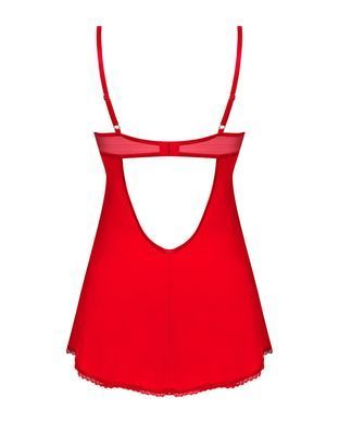 Пеньюар Obsessive Ingridia chemise & thong M/L, червоний, сорочка, стрінги