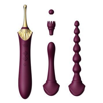 Мультифункціональний вібратор Zalo &mdash; Bess 2 Velvet Purple, 4 насадки, підігрів