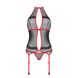 Корсет с пажами Passion SATARA CORSET S/M red, стринги, кружево, застежки спереди и сзади