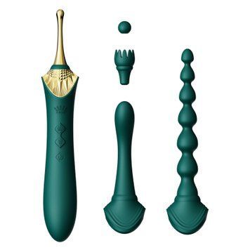 Мультифункціональний вібратор Zalo &mdash; Bess 2 Turquoise Green, 4 насадки, підігрів