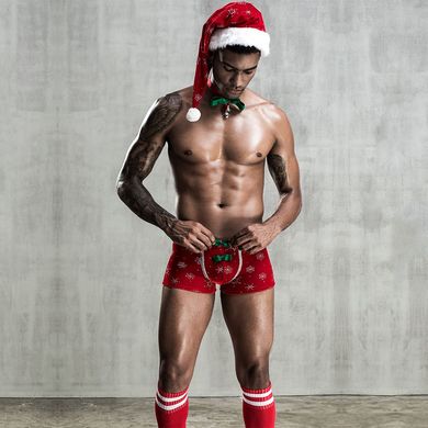 Новорічний чоловічий еротичний костюм "Улюблений Санта", One Size Red