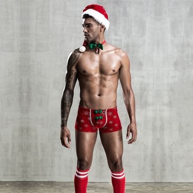 Новорічний чоловічий еротичний костюм "Улюблений Санта", One Size Red