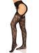 Стрип-колготки Leg Avenue Eyelet lace suspender hose, One Size, чорні, ажурні, з відкритим доступом