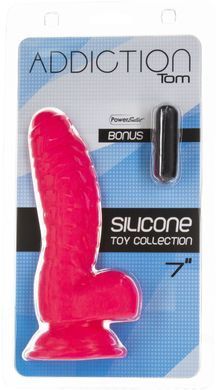 Ребристий фалоімітатор на присосці ADDICTION &mdash; Tom 7&Prime; Dildo With Balls &mdash; Pink, віброкуля в подарунок