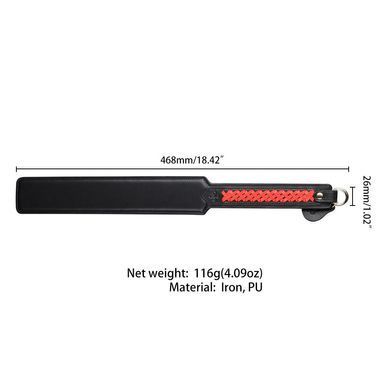Паддл LOCKINK SEVANDA Braided-handle Spanking Paddle, чорно-червоний, гладенький, з плетінням на ручці