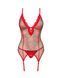 Корсет Obsessive Jollymore corset, XL/2XL, у клітинку, з мереживом, пажі для панчіх, стрінги в комплекті