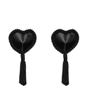 Эротические наклейки на соски с кисточками Obsessive Tassel nipple covers black, черные