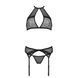 Комплект білизни Passion SATARA SET S/M black, топ, пояс для панчіх, стрінги