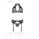 Комплект білизни Passion SATARA SET S/M black, топ, пояс для панчіх, стрінги