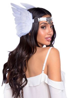 Пов&rsquo;язка на голову з крилами Leg Avenue Feather headband White, пір&rsquo;я та натуральна шкіра