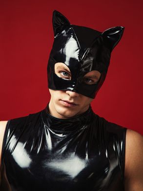 Лакированная черная маска «Кот» D&A