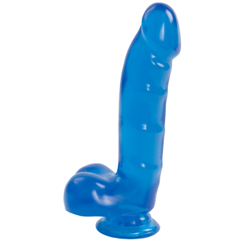 Фалоімітатор Doc Johnson Jelly Jewels Cock & Balls Blue, діаметр 3,6 см, антибактеріальний ПВХ
