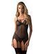 Корсет Obsessive Novenes corset & thong, M/L, прозорий, відкрита спина, стрінги в комплекті