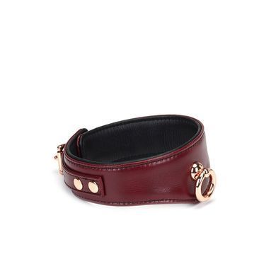 Шкіряний нашийник з повідцем Liebe Seele Wine Red Curved Collar, замок-сердечко