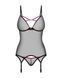 Корсет Obsessive Novenes corset & thong, XL/2XL, прозорий, відкрита спина, стрінги в комплекті