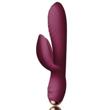 Вібратор-кролик Rocks-Off Every Girl Burgundy, два мотори, різноколірне LED-підсвічування, потужний